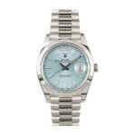 Rolex Day Date Ice Blue Baguette Dial Platinum Presidential 228206 Replica