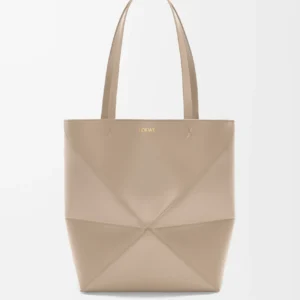 Medium Puzzle Fold tote in shiny calfskin