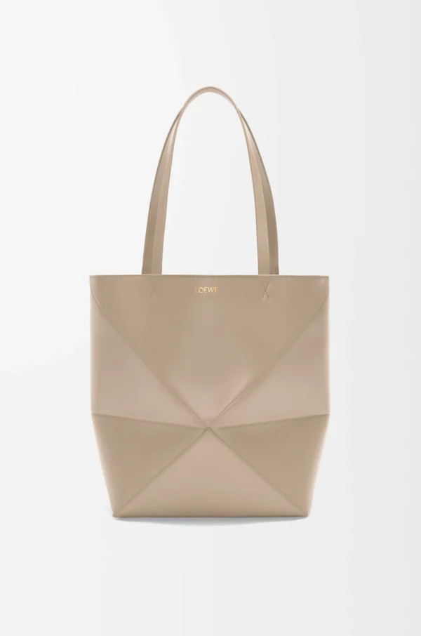 Medium Puzzle Fold tote in shiny calfskin