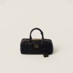 Arcadie Matelassé Large Soft Lamb Leather Handbag Black