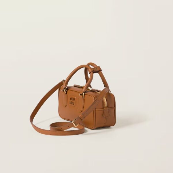 Arcadie Leather Small Handbag Cognac color