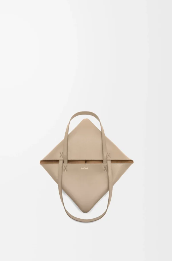 Medium Puzzle Fold tote in shiny calfskin