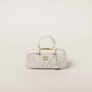 Arcadie Matelassé Large Soft Lamb Leather Handbag White