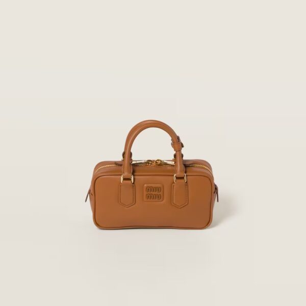 Arcadie Leather Small Handbag Cognac color