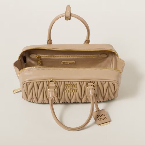 Arcadie Matelassé Large Soft Lamb Leather Handbag Sandy yellow